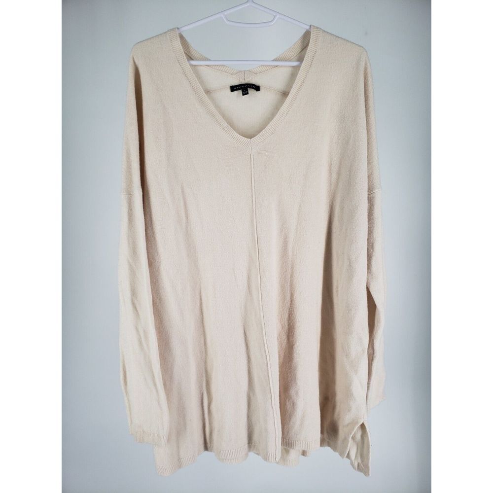 Staccato Women's Ivory V-Neck Soft Knit Sweater Clean and Beautiful Size‎ Large